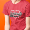 Property of Wildcats shown on red t-shirt