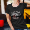 Austin Wildcats distressed logo on black t-shirt