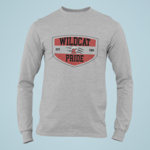 Wildcat Pride logo shown on Athletic Heather Long Sleeve Shirt