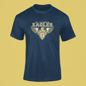 St. Elizabeth Eagles Tshirt shown on Navy